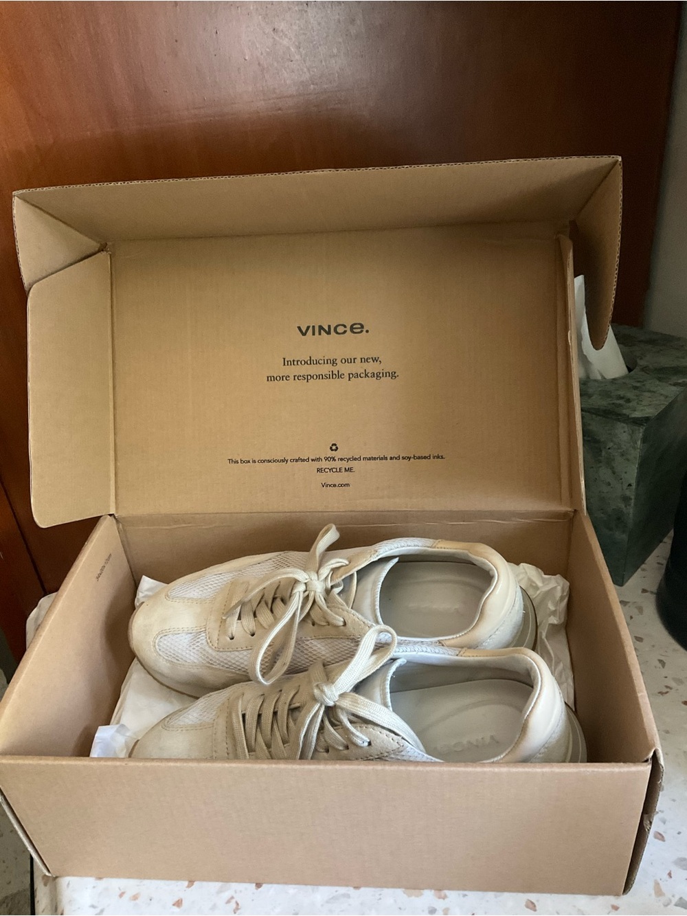 Vince Beige and White Ohara sneaker - Picture 8 of 10